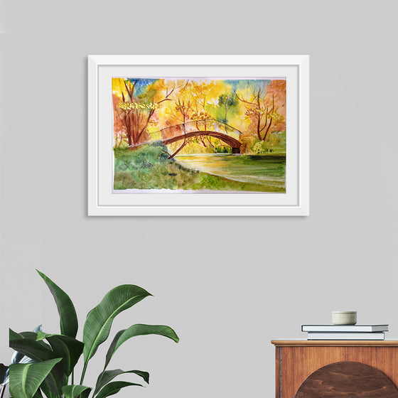 "Japanese Bridge with Autumn Foliage", Maritess Sulcer