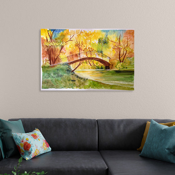 "Japanese Bridge with Autumn Foliage", Maritess Sulcer