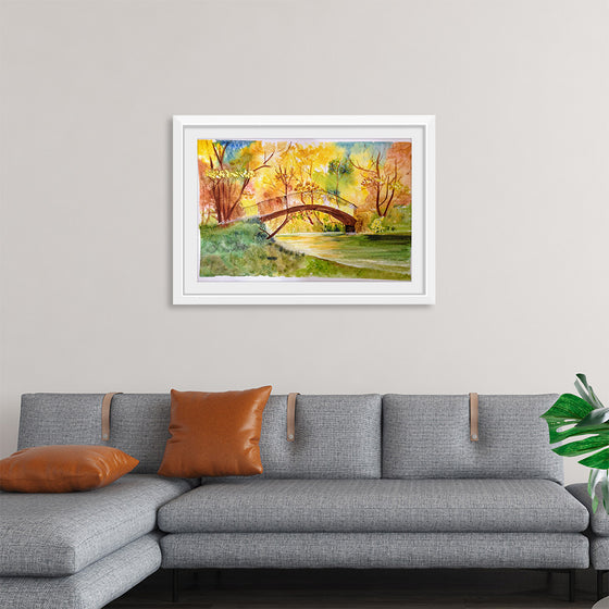 "Japanese Bridge with Autumn Foliage", Maritess Sulcer