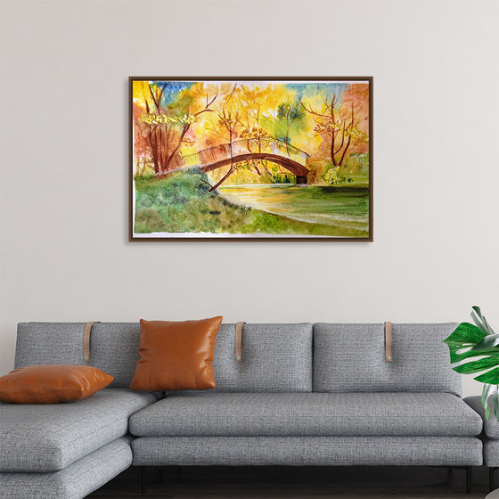 "Japanese Bridge with Autumn Foliage", Maritess Sulcer