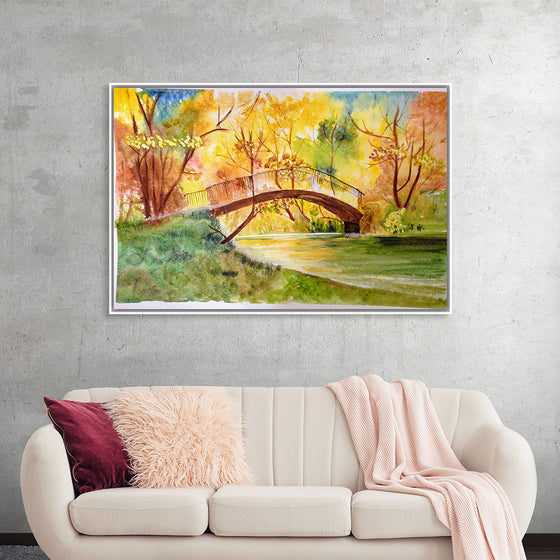 "Japanese Bridge with Autumn Foliage", Maritess Sulcer