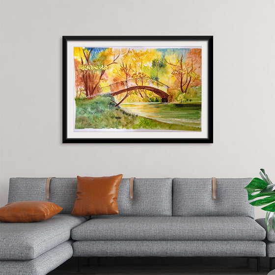 "Japanese Bridge with Autumn Foliage", Maritess Sulcer