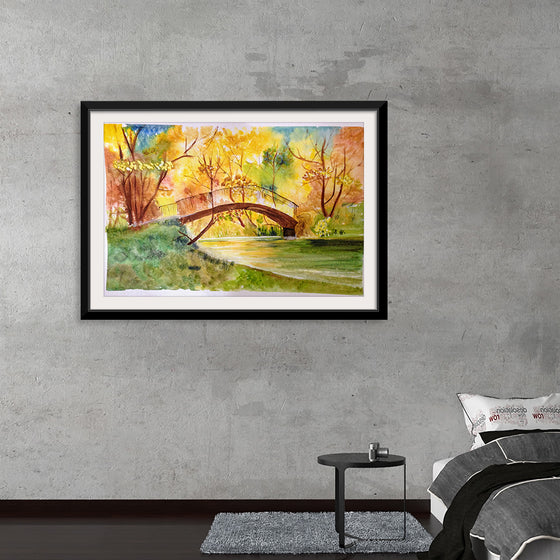 "Japanese Bridge with Autumn Foliage", Maritess Sulcer