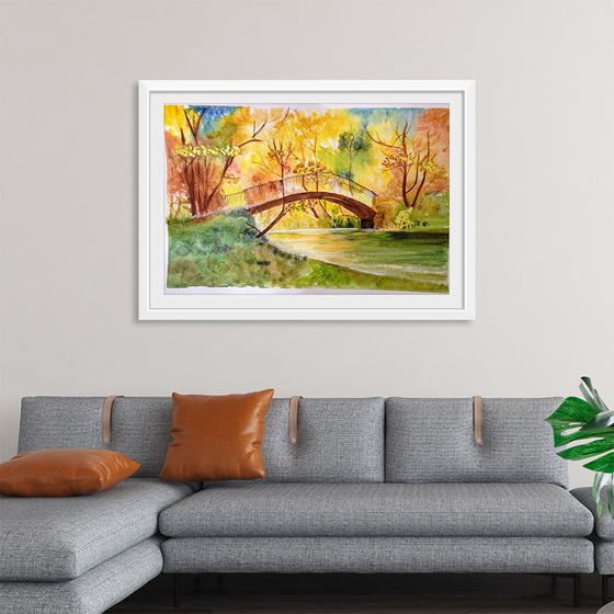 "Japanese Bridge with Autumn Foliage", Maritess Sulcer