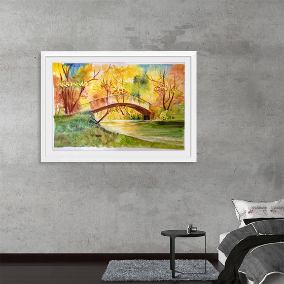 "Japanese Bridge with Autumn Foliage", Maritess Sulcer