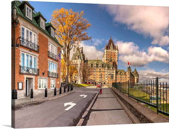 “Château Frontenac et Consulat général des États-Unis d’Amérique” by Wilfredo Rafael Rodriguez Hernandez invites you to a captivating journey through the charming streets of Quebec City. This exquisite print captures the iconic Château Frontenac, a masterpiece of architecture, basking under the serene sky. 