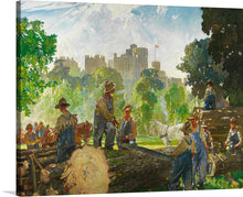  “Canadian Foresters in Windsor Park” by Gerald Moira is a beautiful and engaging print that captures the essence of the Canadian wilderness. The print showcases the natural beauty of the park and the hard work of the foresters. The painting depicts a group of Canadian foresters in Windsor Park, working hard to cut down trees.