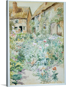  “Cottage Garden, Warwick, England” is a beautiful watercolor print that captures the essence of a quaint English cottage garden. 