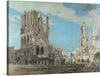 Before its destruction during the First World War, the Cloth Hall in the Belgian City of Ypres was one of the last surviving medieval architectural marvels of Northern Europe. Originally built by wealthy Flemish cloth guilds, the Hall was a splendid example of Gothic civic architecture. The Cloth Hall, Ypres shows the destruction brought about by repeated shelling by air and artillery fire. 