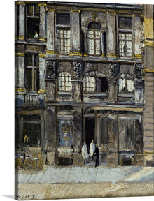  Witness the lively scene of a building on the Grand' Place, adorned with people passing by. A captivating artwork by Georges Dufrenoy Georges Dufrenoy was a French post-impressionist painter associated with Fauvism. He decided to become a painter after choosing between the study of architecture and painting.