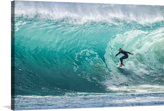 Introducing “The Wave Rider,” a stunning print that captures the exhilarating moment of riding a wave in North Beach, Durban, South Africa. This artwork encapsulates the essence of freedom and adventure, featuring a surfer skillfully maneuvering through a majestic, towering wave. The intricate details of the water, from its powerful surge to the delicate spray, are captured with impeccable clarity.