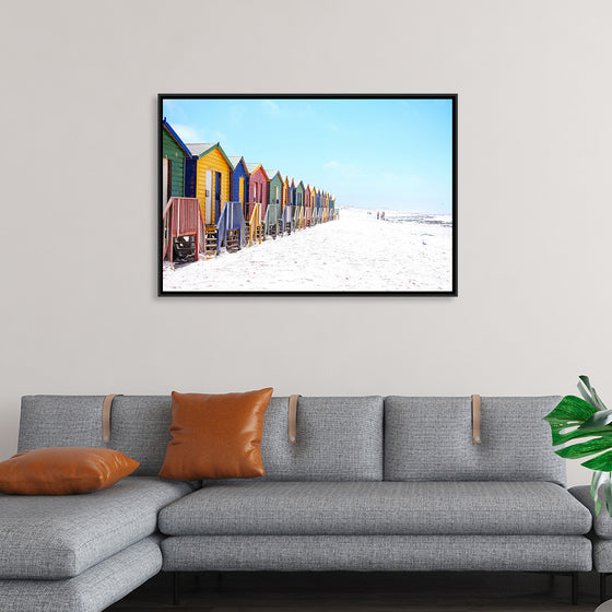 "Colorful beach huts on beach, Muizenberg", Arno Smit