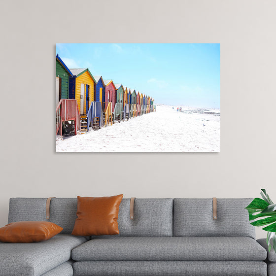 "Colorful beach huts on beach, Muizenberg", Arno Smit