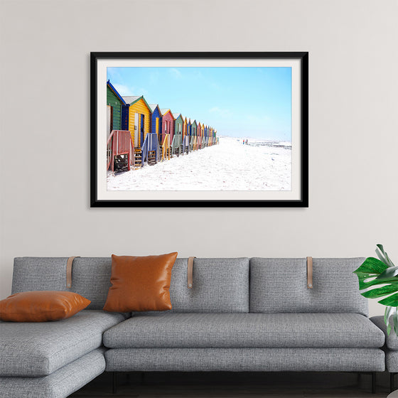 "Colorful beach huts on beach, Muizenberg", Arno Smit