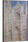 In Claude Monet's "Rouen Cathedral: The Portal (Sunlight)" (1894), the artist captures the awe-inspiring grandeur of the Rouen Cathedral, its façade bathed in the golden glow of the midday sun.&nbsp;  Monet's masterful use of light and color transforms the cathedral into a shimmering apparition, its intricate stonework rendered in a symphony of yellows, pinks, and oranges.