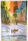 "Deer in the Snow with Trees at Dusk", Maritess Sulcer