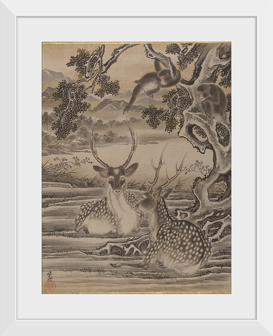 "Deer and Monkeys", Kawanabe Kyosai