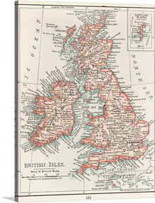  Step back in time with this exquisite print of the British Isles, meticulously detailed and rendered in a vintage style. Every city, town, and natural landmark is elegantly inscribed, offering a snapshot of the region’s geography as it stood in 1907. The muted tones and intricate linework make this piece not just a map but an artwork that invites exploration and admiration. 