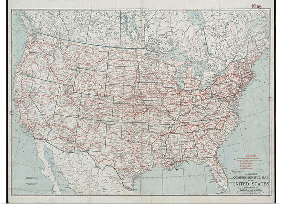 "Hammond's comprehensive map of the United States with portions of Canada and Mexico", C.S. Hammond & Company