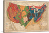 This captivating geological map of the United States invites you on a visual journey across the vast and varied landscape of the country. From the fiery reds and oranges of volcanic regions in the West to the cool blues and greens of ancient mountain ranges in the East, the map is a mesmerizing tapestry of time and geology.