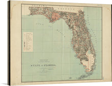  “State of Florida” is a captivating print that invites you to explore the Sunshine State in all its glory. Crafted with meticulous detail, this vintage-inspired artwork showcases Florida’s geography—from the panhandle to the Keys. Each city, town, and natural landmark is delineated with precision, offering viewers an intimate connection to this diverse state. 