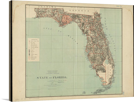 “State of Florida” is a captivating print that invites you to explore the Sunshine State in all its glory. Crafted with meticulous detail, this vintage-inspired artwork showcases Florida’s geography—from the panhandle to the Keys. Each city, town, and natural landmark is delineated with precision, offering viewers an intimate connection to this diverse state. 