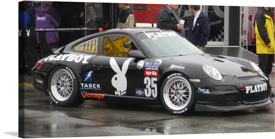 This is a photograph of a Porsche 997 GT3 Cup race car at 24 Hours of Daytona in 2007. It's a high-octane image that captures the speed, intensity, and drama of endurance racing.