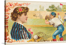  “Baseball Catcher” is a captivating print from the Games and Sports series (N165), commissioned by Goodwin & Company to promote Old Judge Cigarettes. This vintage lithograph, dating back to 1889, immortalizes the essence of America’s beloved pastime.