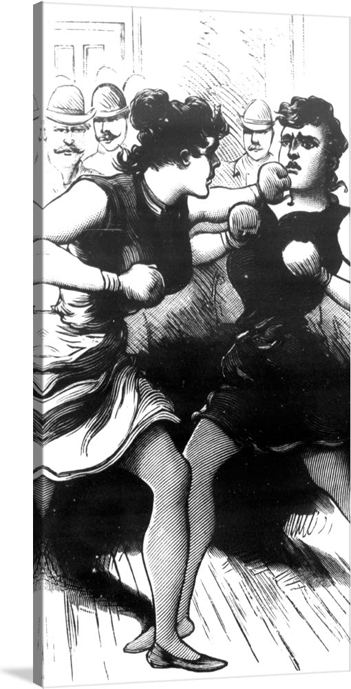 “Women Boxing 1894” invites you into a world where strength and resilience collide. This captivating print captures a moment in history when women donned the gloves and stepped into the ring. The black-and-white image exudes raw intensity—the sweat, the determination, and the sheer willpower etched on their faces. These women defy conventions, challenging the norms of their time. 