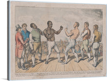  Step back in time with this captivating print, a meticulous recreation of a historic boxing match. Every detail, from the intense focus of the fighters to the eager anticipation of the audience, is captured with exquisite precision. The artwork, rich in history and emotion, brings to life an era where every punch and cheer echoed with raw passion.