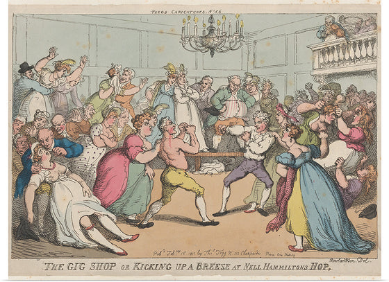 "The Gig Shop or Kicking Up a Breeze at Nell Hammiltons Hop", Thomas Rowlandson