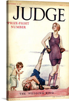  “Judge Magazine (15 Sep 1923)” is a captivating artwork that encapsulates the essence of an era. The artwork, rich in detail and emotion, portrays a whimsical yet powerful scene that is sure to spark conversation. The cover of the magazine features a person in boxing attire standing victorious; another individual lies defeated on the ground. 