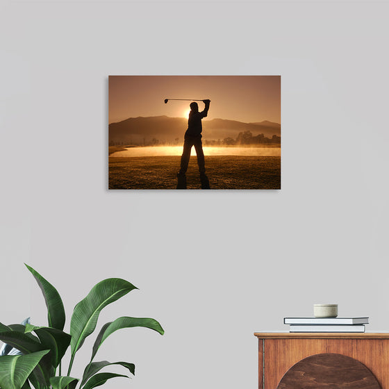 "Golf Swing at Sunset"