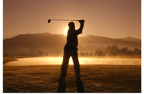 "Golf Swing at Sunset"