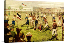  “The Dresden Football Club vs German Football Association” captures a historic clash frozen in time. In this evocative print, players adorned in vintage attire collide on the field, their determination etched in every stride. The crowd roars, flags flutter, and the very essence of early football pulses through the scene. The Dresden Football Club, steeped in tradition, faces off against the German Football Association—an emblematic showdown. 
