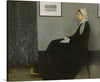 This is a beautiful piece of art by James McNeill Whistler titled “Whistlers Mother”. It is a portrait of the artist’s mother, Anna McNeill Whistler, and is considered one of the most famous works by the artist. The painting is a study in color and composition, with the figure of the mother in black and the background in grey. 