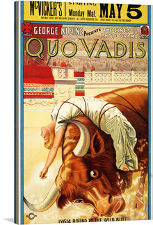  Step into the world of ancient Rome with this vibrant print of the iconic “Quo Vadis” artwork. The scene, featuring Lygia bound to a wild bull, is captured with exquisite precision, transporting you to an era of grandeur and spectacle. The rich colors and intricate designs, set against a backdrop of Roman architecture, create a vivid tableau that captivates the viewer. 