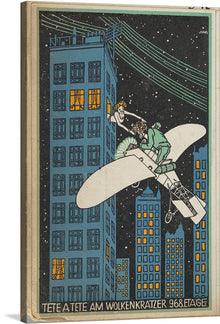  "Tete a Tete on the 968th Floor of a Skyscraper", Moriz Jung.&nbsp;Not much is known about the artist Moriz Jung. He produced postcards and attended the University of Applied Arts in Vienna from 1901 to 1907. Jung studied under Professor Alfred Roller, among others. 