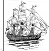 Embark on a journey through the open seas with this exquisite print of a meticulously crafted ship illustration. Every line and curve is drawn with precision, bringing to life a vessel of grandeur and elegance. The ship, adorned with multiple sails billowing in the wind, exudes an aura of adventure and exploration. Waves gently lap against the sturdy hull, echoing tales of voyages to distant lands.