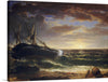 This captivating print features the artwork “The Stranded Ship” by Asher Brown Durand, a master of the Hudson River School. The scene is a dramatic portrayal of a ship battling against the tumultuous waves under a stormy sky, pierced by the golden hues of an emerging sunset. The artwork is a testament to human resilience in the face of nature’s fury, symbolizing hope amidst adversity. 