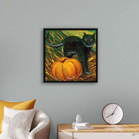 "Black Cat with Pumpkin"