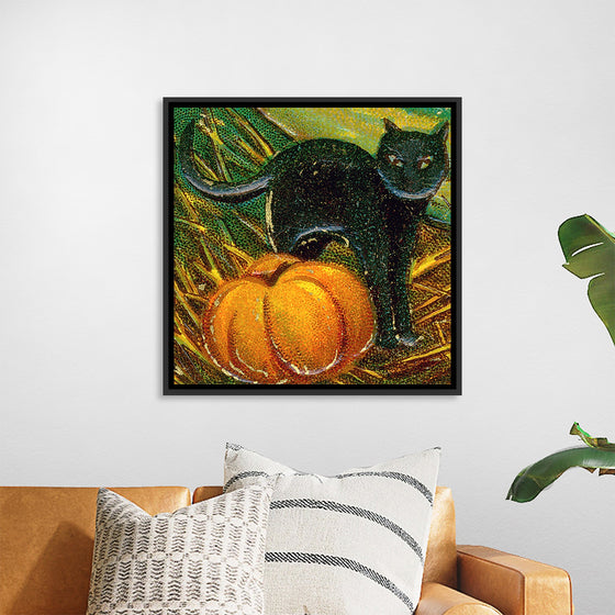 "Black Cat with Pumpkin"