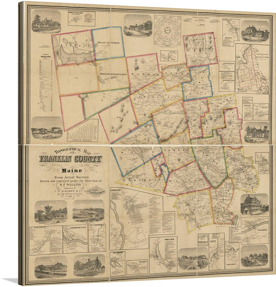 “Topographical Map of Franklin County, Maine”: A cartographic marvel that transcends mere geography, this meticulously crafted artwork invites you to explore the contours of history and nature. Franklin County, nestled in the heart of Maine, unfolds before your eyes—a tapestry of rolling hills, pristine lakes, and winding rivers. 