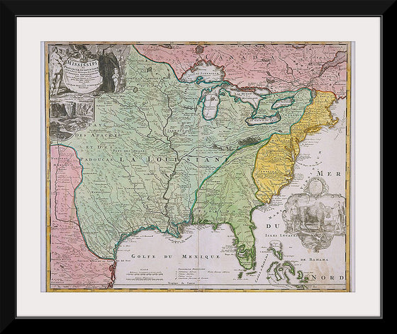 "Map of Louisiana (Mississippi)", Johann Baptista Homann