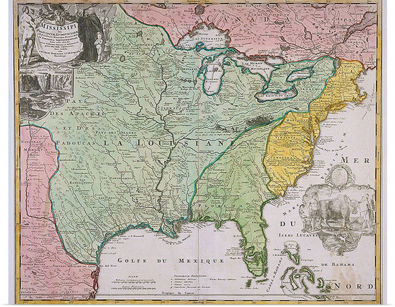 "Map of Louisiana (Mississippi)", Johann Baptista Homann