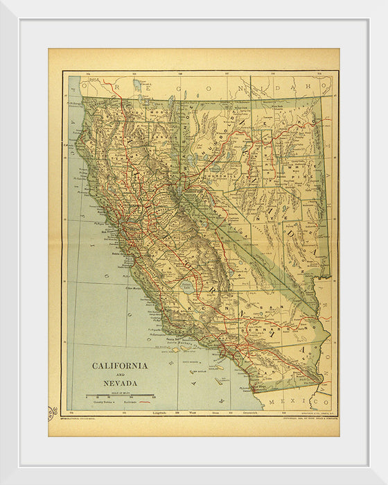 "Map of California and Nevada (1894)", Dodd, Mead and Company