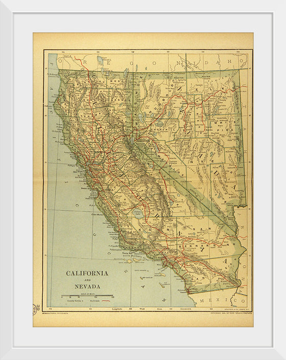 "Map of California and Nevada (1894)", Dodd, Mead and Company