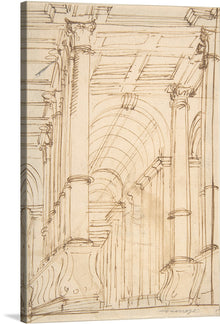  Step into a world of architectural splendor with this captivating artwork. The drawing portrays a building adorned with majestic columns and arched entrances, showcasing the timeless elegance of classical design. The artist's skillful strokes and attention to detail create a visually striking piece that effortlessly captures the essence of architectural beauty.