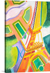 This vibrant, colorful print of the Eiffel Tower is a surefire way to add a touch of Parisian flair to any home décor. The tower is depicted in all its glory, with its iconic latticework and sparkling lights. The background is a swirl of complementary colors, which further enhances the tower's beauty.