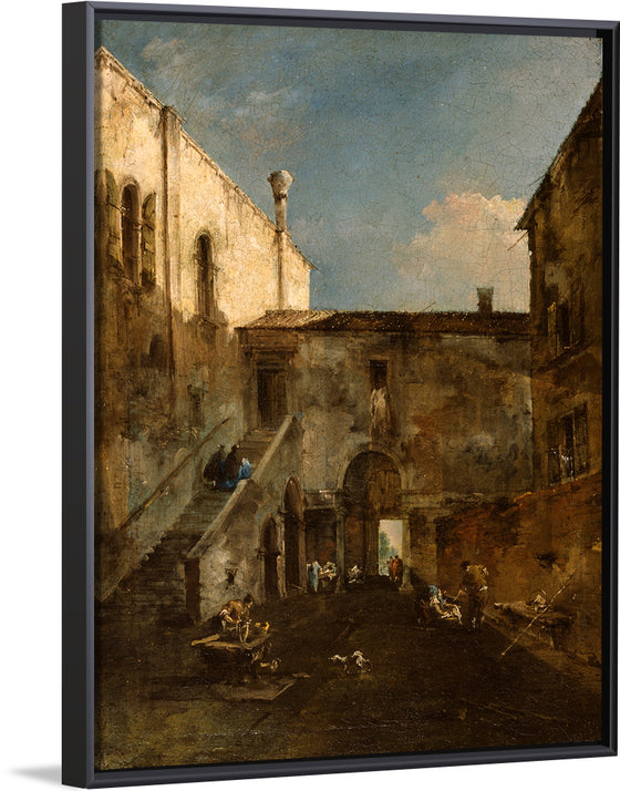 "A Venetian Courtyard", Francesco Guardi